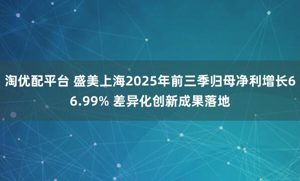 淘优配平台 盛美上海2025年前三季归母净利增长66.99% 差异化创新成果落地