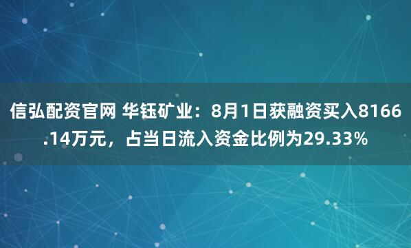 信弘配资官网 华钰矿业：8月1日获融资买入8166.14万元，占当日流入资金比例为29.33%