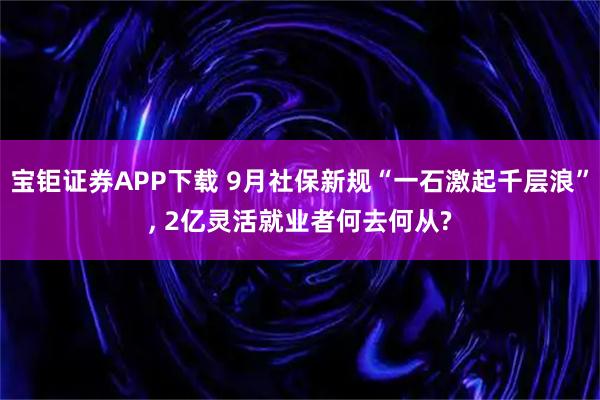 宝钜证券APP下载 9月社保新规“一石激起千层浪”, 2亿灵活就业者何去何从?